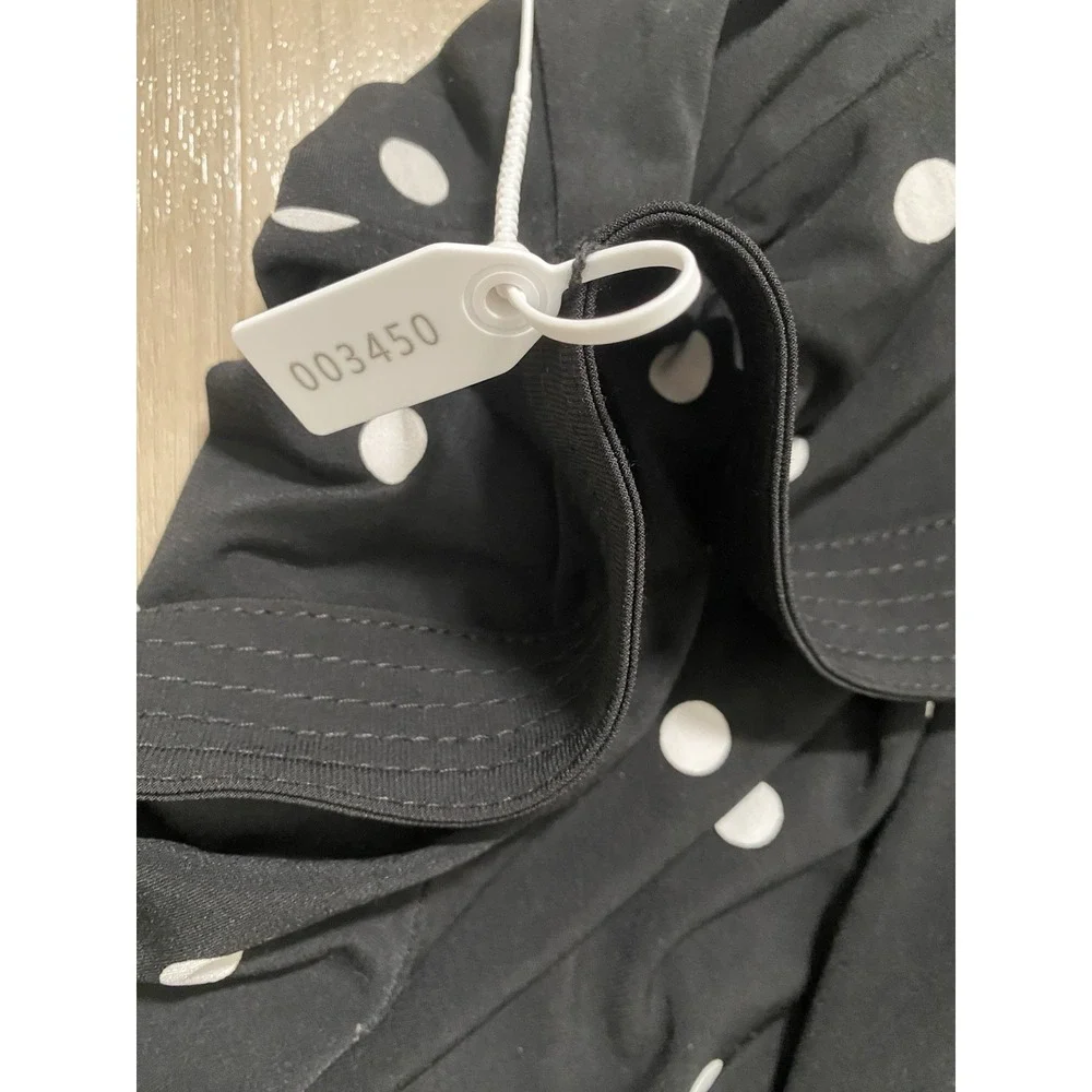 White House Black Market Black Polka Dot Long Sleeve Faux Wrap‎ Dress Size 16